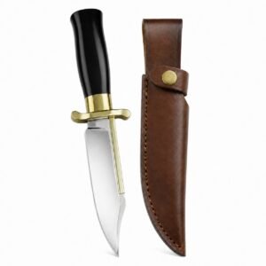 Trompete mit goldenem Rücken und schlichtem Schachmesser mit fester Klinge